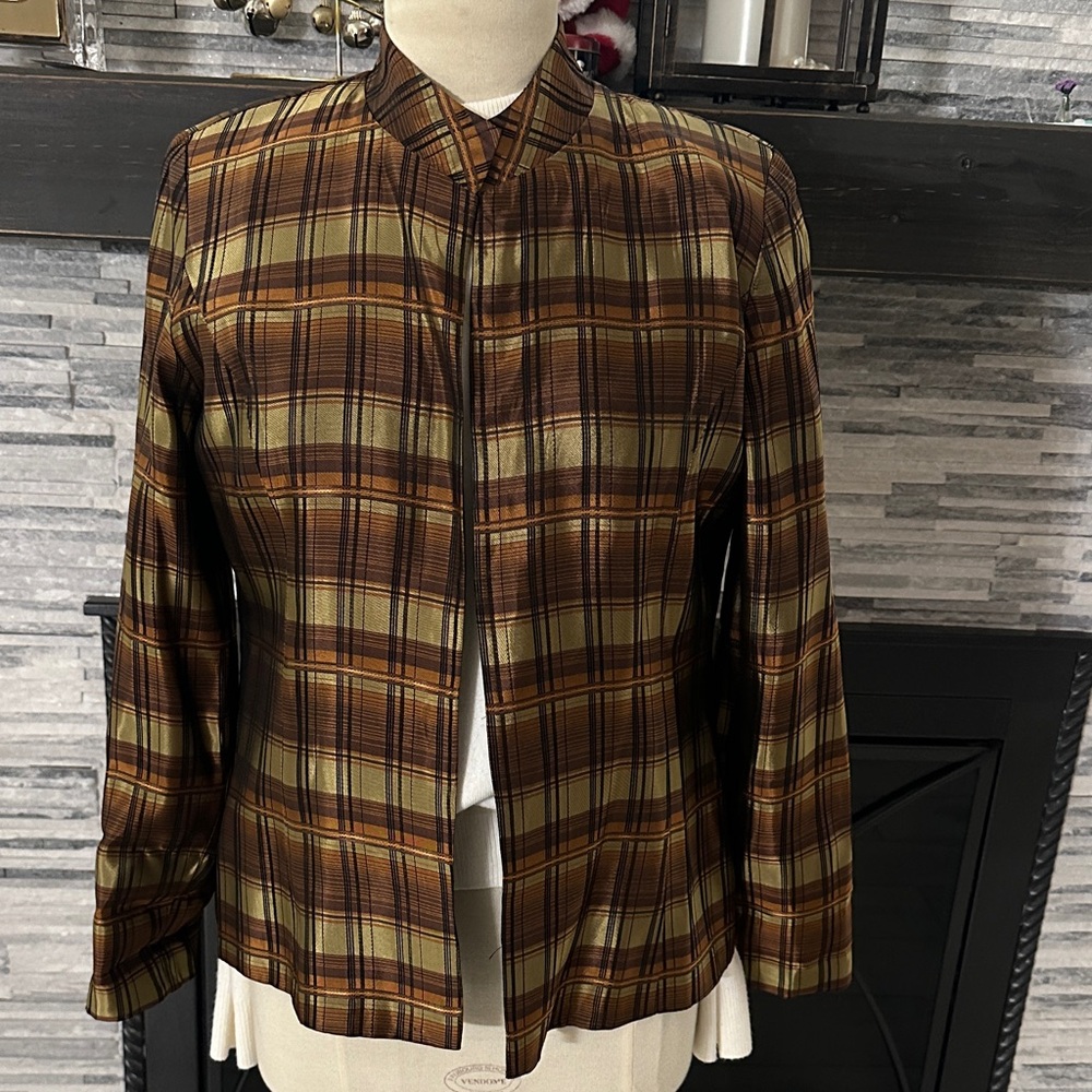 MSK Brown and Tan Checkered Jacket